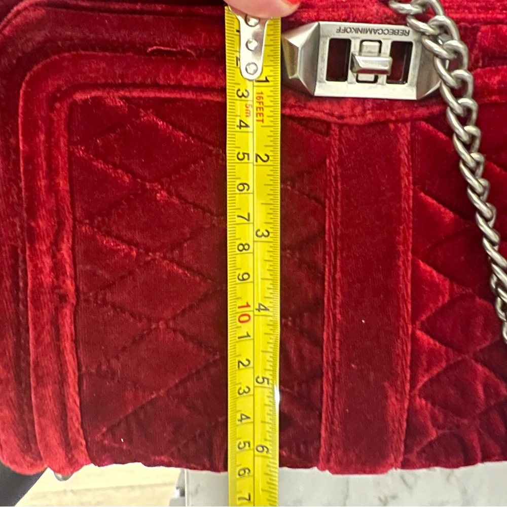 Rebecca Minkoff quilted red velvet cross body bag - Picture 8 of 9